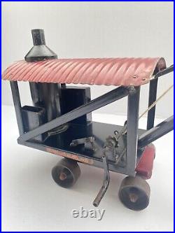 1920's ANTIQUE BUDDY L STEAM COAL ENGINE PRESSED STEEL TOY CRANE SHOVEL WORKS
