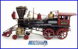 55CM Handmade Antique U. S. Retro Train Steam Engine Tin Metal Reproduction Model