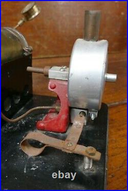 Antique Brass Horizontal Boiler Steam Engine Toy with Pressure Gauge Unknown Maker