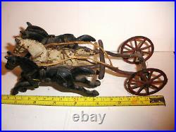Antique early 3 Horses Cast Iron for Carriage Wagon Steam Pumper Fire Engine toy