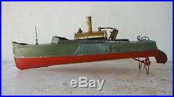 Antique toys Warship Steam engine Tin boat 1920 Year Marklin Bing Carette