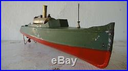Antique toys Warship Steam engine Tin boat 1920 Year Marklin Bing Carette