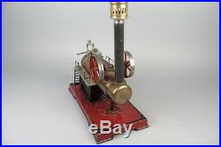 Big vintage DOLL D&C locomobile live steam engine, prewar tin toy 11 1/2in
