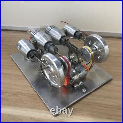 DIY Hot Air Stirling Engine ModelToy Air-cooked V4 Engine Generator Motor Toy