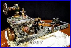 Early Antique 1860's Box Bed Vintage Steam Engine model hit miss cast toy motor