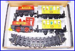 GDR Germany WILD WEST TORNADO Steam Locomotive & 2 Wagon Tin Toy Wind-Up MIB`76