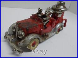 HUBLEY Cast Iron 2-Man Ahren-Fox Fire Engine/ Nickel Steam Pumper Truck ca 30s