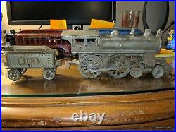 Hubley Cast Iron 4-4-0 Nickel Plated Steam Locomotive & Ideal Tender