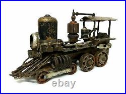 Large Steampunk Folk Art Metal Steam Engine Train 17 Vehicle Model Sculpture