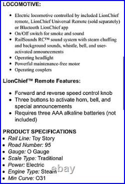 Lionel 2023110 E Toy Story Lionchief General Steam Engine Train O Gauge Remote
