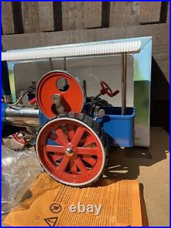 Live Steam Wilesco D405 Traction Engine Blue/ Silver Model Toy Boxed