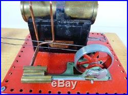 Mamod Steam Engine Large With Attached Buffing Wheels And Mounted On Pine Board