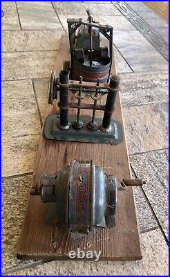 Marke Hess Dynamobil #59-62 Rotary Mill Factory Hand Crank Tin Steam Engine Toy