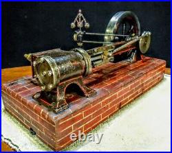 Old Antique Early 1890s Cast Iron Vintage Steam Engine Model hit miss motor toy