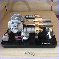 Poweful Hot Air Stirling Engine Model Toy Twin Cylinder Engine Generator Motor