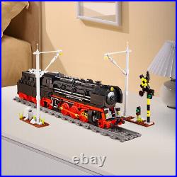 Steam Train Engine Vintage Railway Track Blocks Set Building Bricks Toys Gift