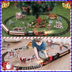 Toy Train Sets with Steam Locomotive Engine Cargo Car and Tracks Battery Operated