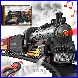 Train Set for Boys, Remote Control Christmas Train Sets WithSteam Locomotive, Light