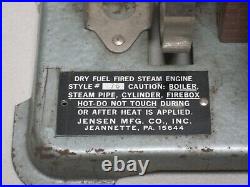 Vintage Jensen Live Steam Engine Model #76 Made In PA + Boiler, Burner, Chimney
