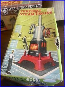 Vintage Louis Marx Tin Vertical Steam Engine 3 Operative Accessories Boxes Only